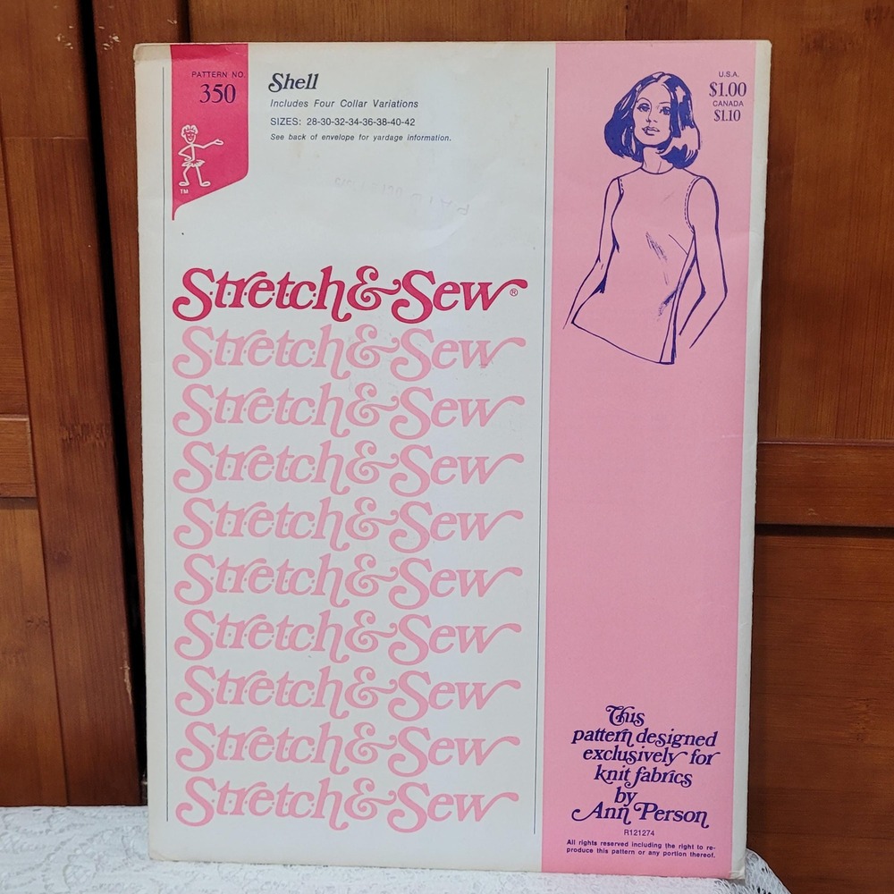 Vintage 1970s Stretch & Sew Pattern Number 350 Shell Collar 4 Collar Vatiations‎